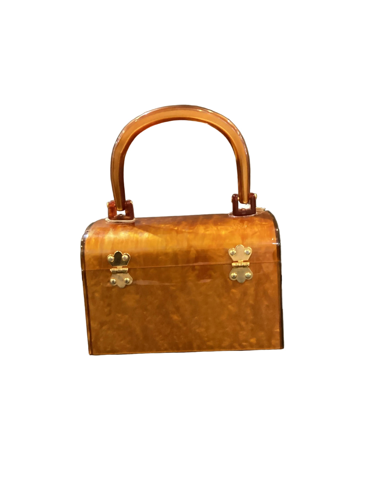 Vintage 1950s New With Tags “Mr. Ernest” Label Caramel Marble Lucite Mini Bag