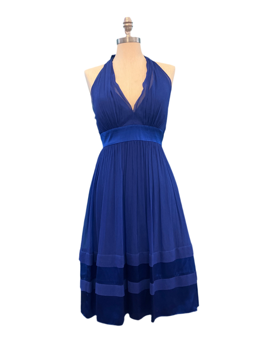 Vintage Maggy London Blue Silk Dress