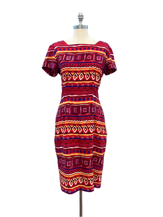 Vintage J Steven’s by Carole Escritor Orange pattern Wiggle Dress