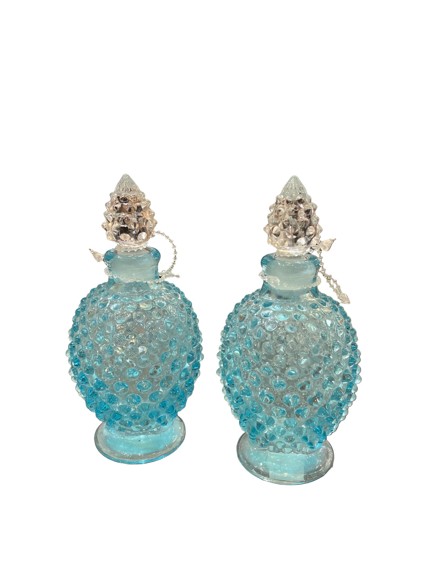 Vintage Fenton Blue Hobnail Vanity Set