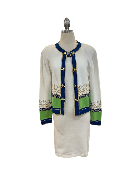 Vintage Bloomingdale’s Women’s Knit Dress and Jacket Set with Starfish Buttons