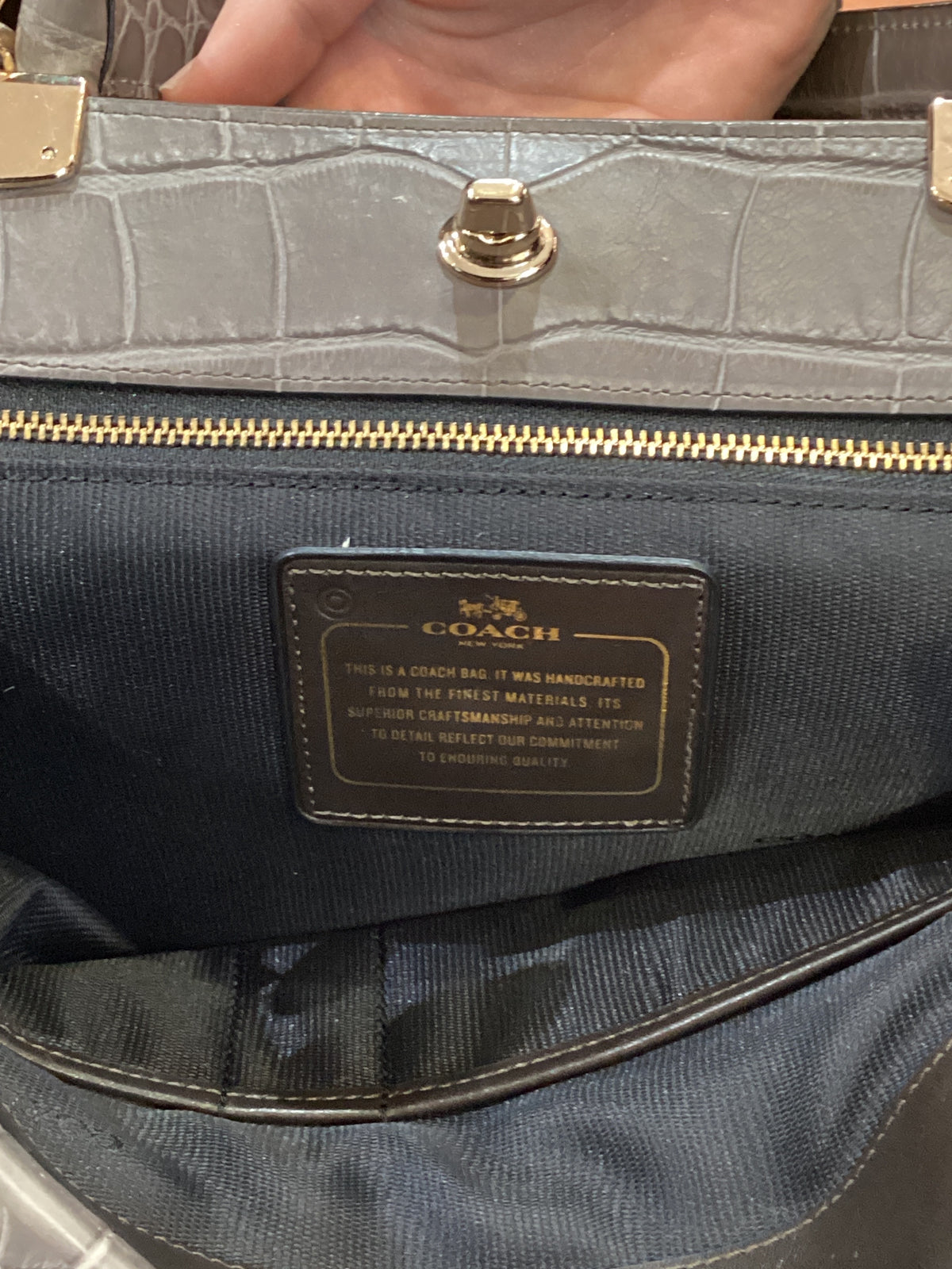 Vintage Coach Grammercy 33638 Satchel Bag in Croc Embossed Gray Leather Like New Wihout Tags Birkin Style Carry All