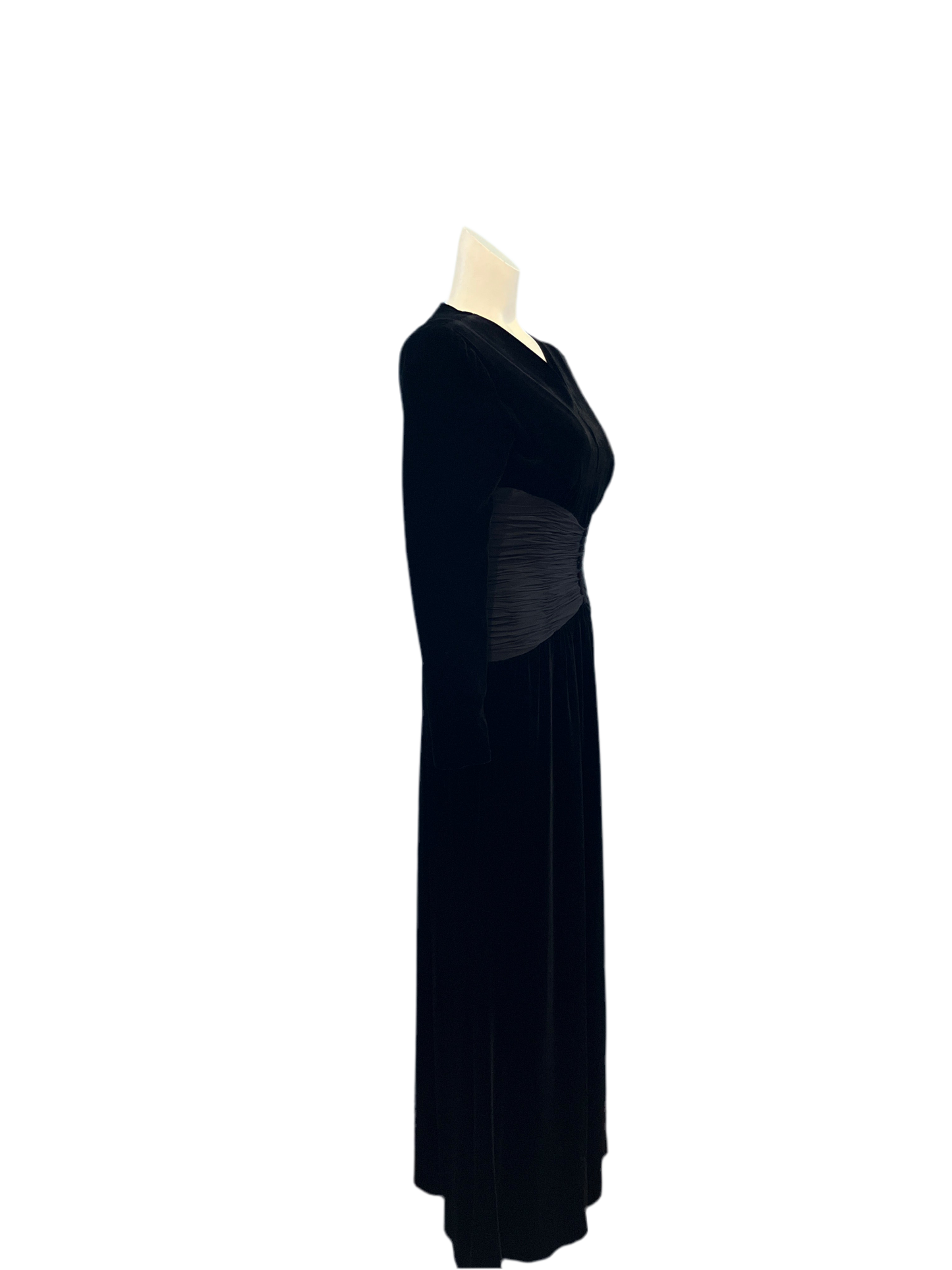 Vintage Oscar de la Renta (Saks Fifth) Black Velvet & Silk Dress