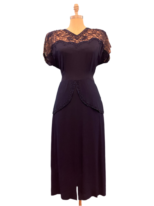 Vintage 1950’s Blue Beaded Dress
