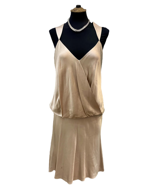 Designer BCBG MAZRIA RUNWAY Tan Silk Dress
