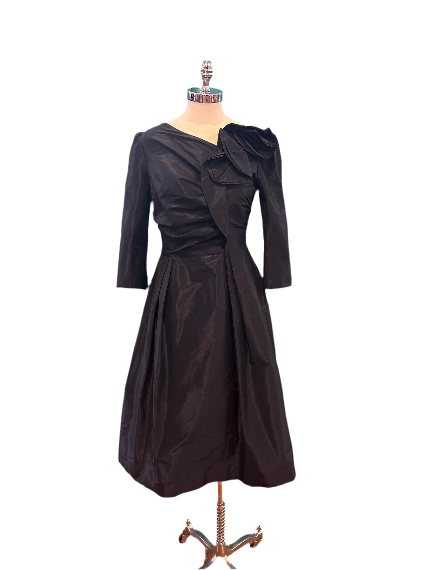 Vintage Teri John Black Silk Taffeta Dress