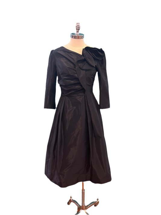 Vintage Teri John Black Silk Taffeta Dress