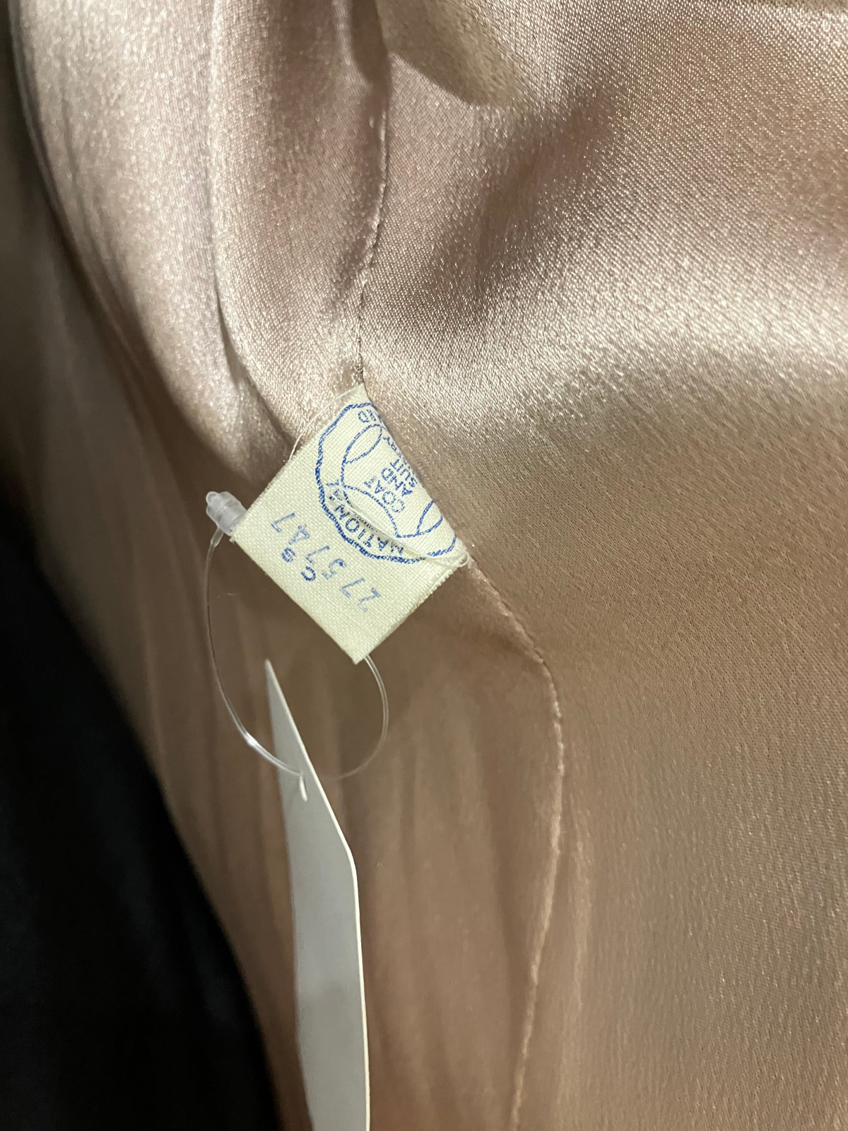 Vintage 1960s Union Made Light Beige Open Front Cashmere Coat with Dark Brown Mink Collar