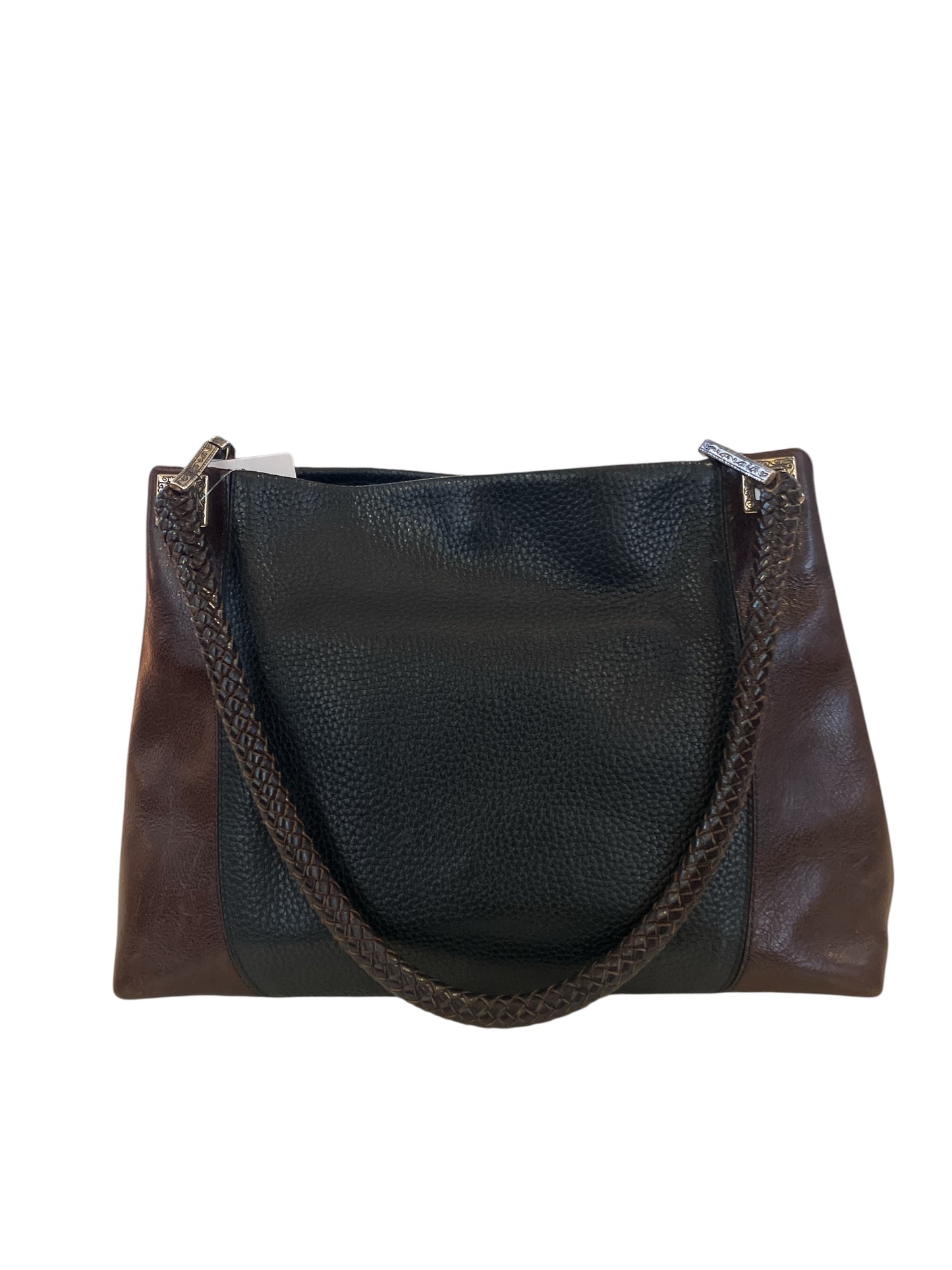 Vintage Brighton Black and Brown Shoulder Bag with Braided Strap
