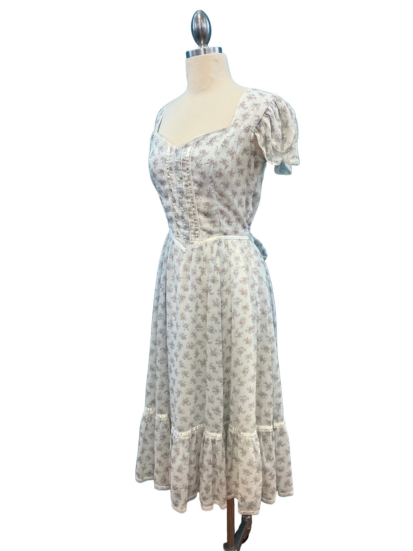 Vintage Floral White Gunne Sax Dress