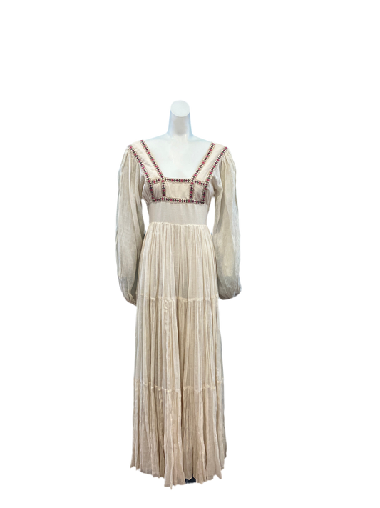 Vintage Gunne Sax w/ Original Tags Ecru & Floral Trim