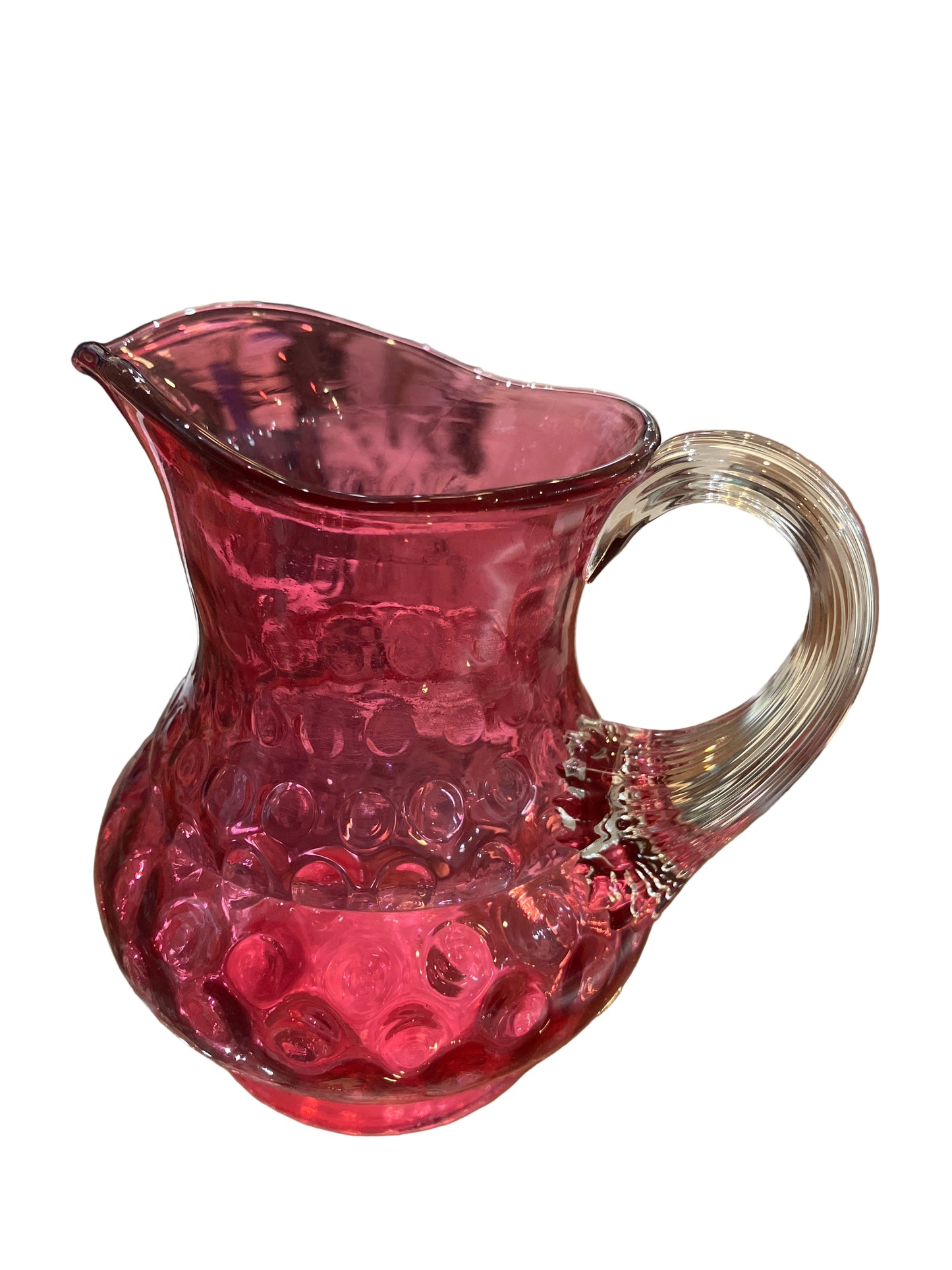 Vintage Cranberry Glass Small Pitcher (5” Tall)
