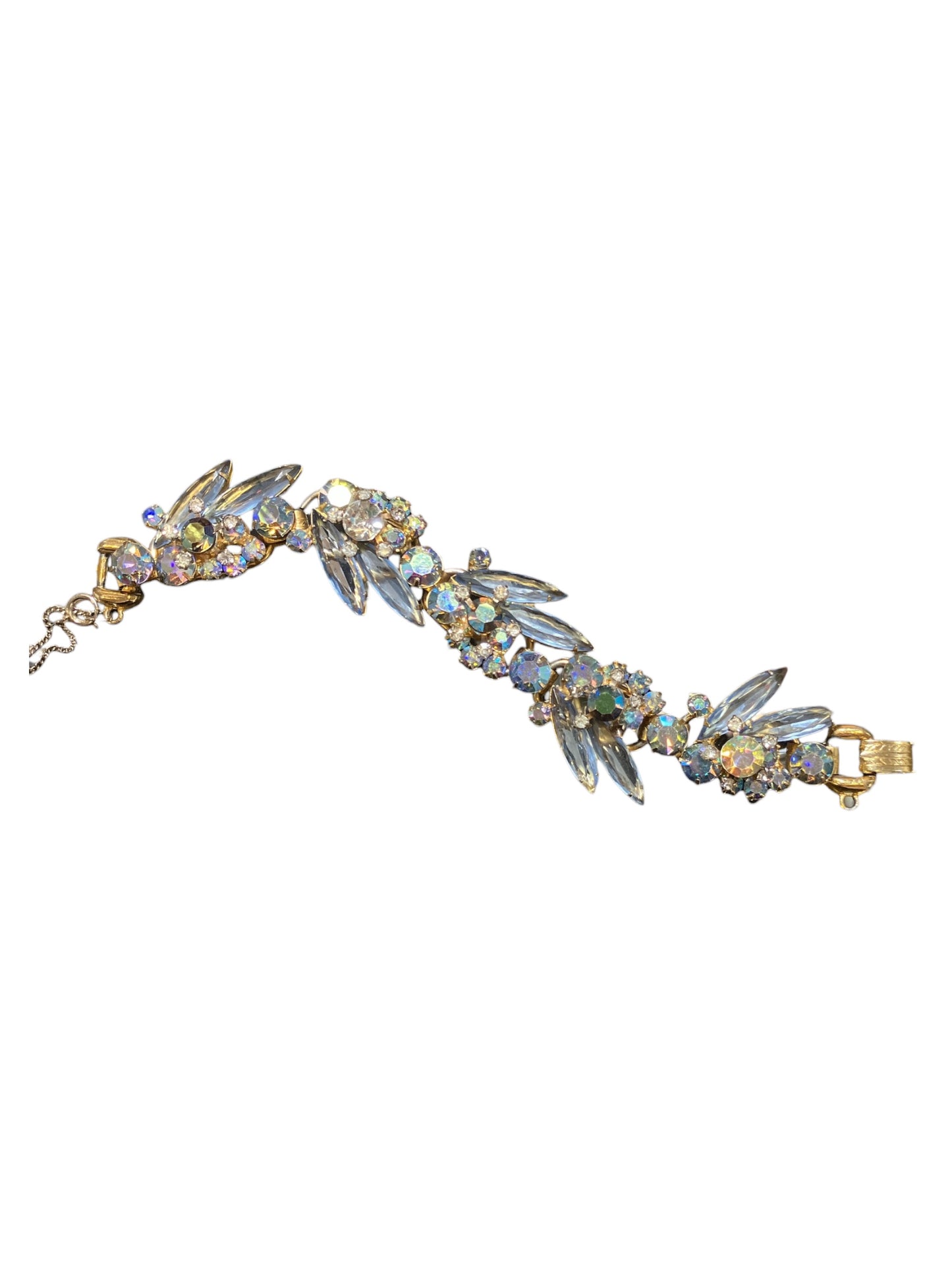 Vintage Juliana Light Ice Blue Iridescent Bracelet with Gold Tone Hardware