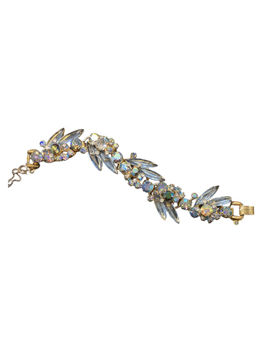 Vintage Juliana Light Ice Blue Iridescent Bracelet with Gold Tone Hardware