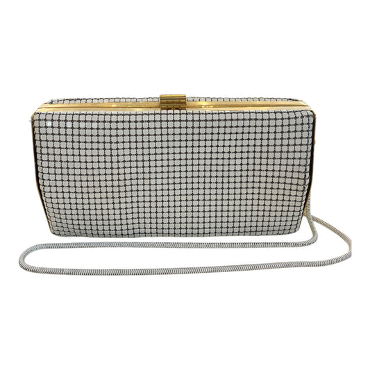 Vintage White Metal Mesh Bag With Detachable Long Chain Strap