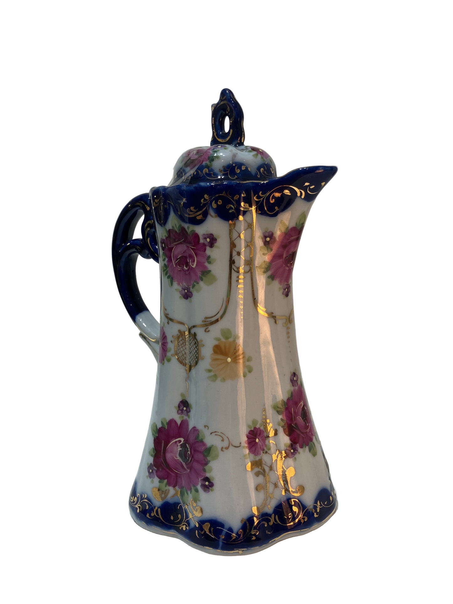 Vintage Hand Painted Pitcher With Lid