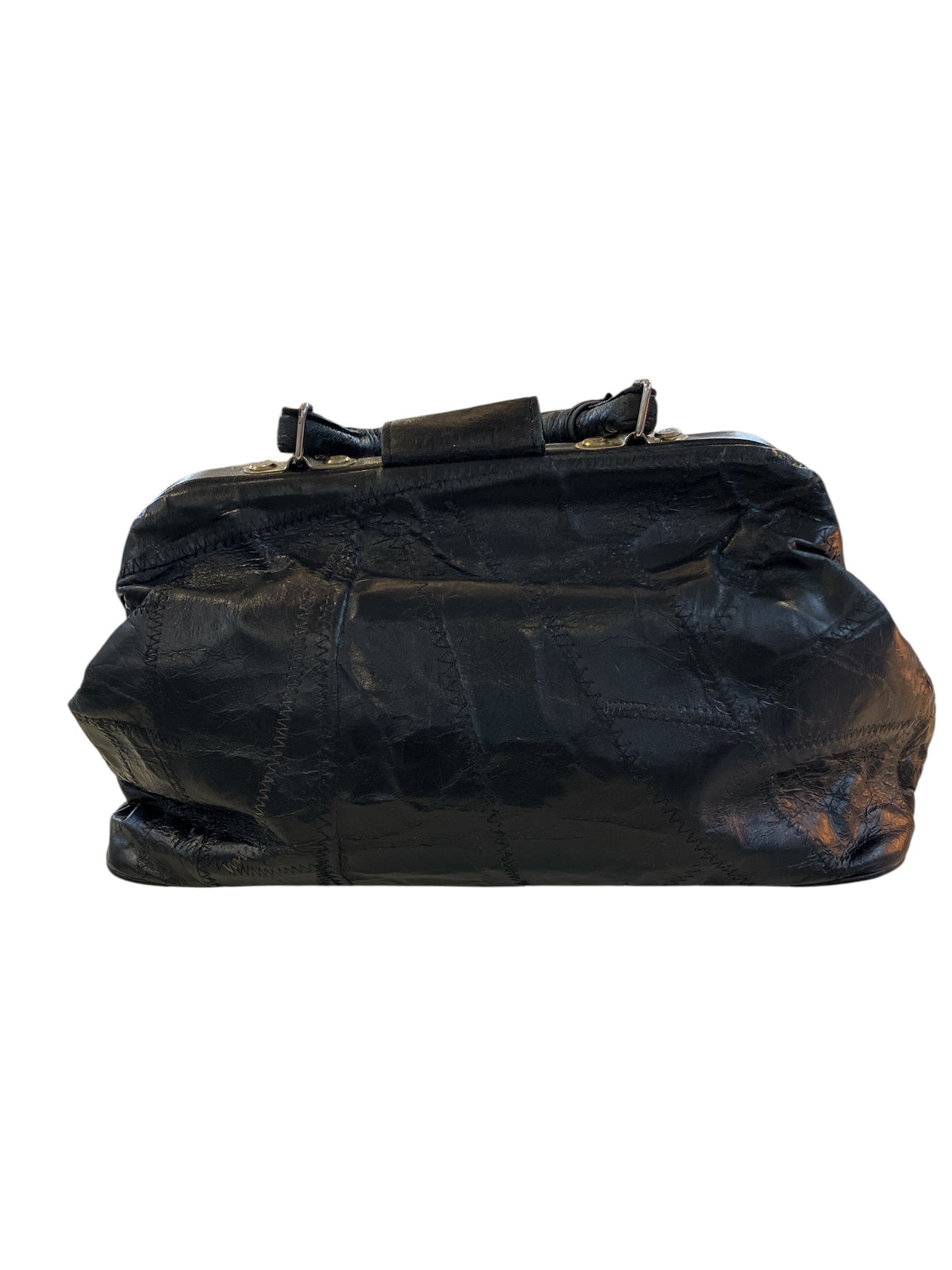 Vintage Elegance Leather Bag Patchwork with Elephant and Lowercase e