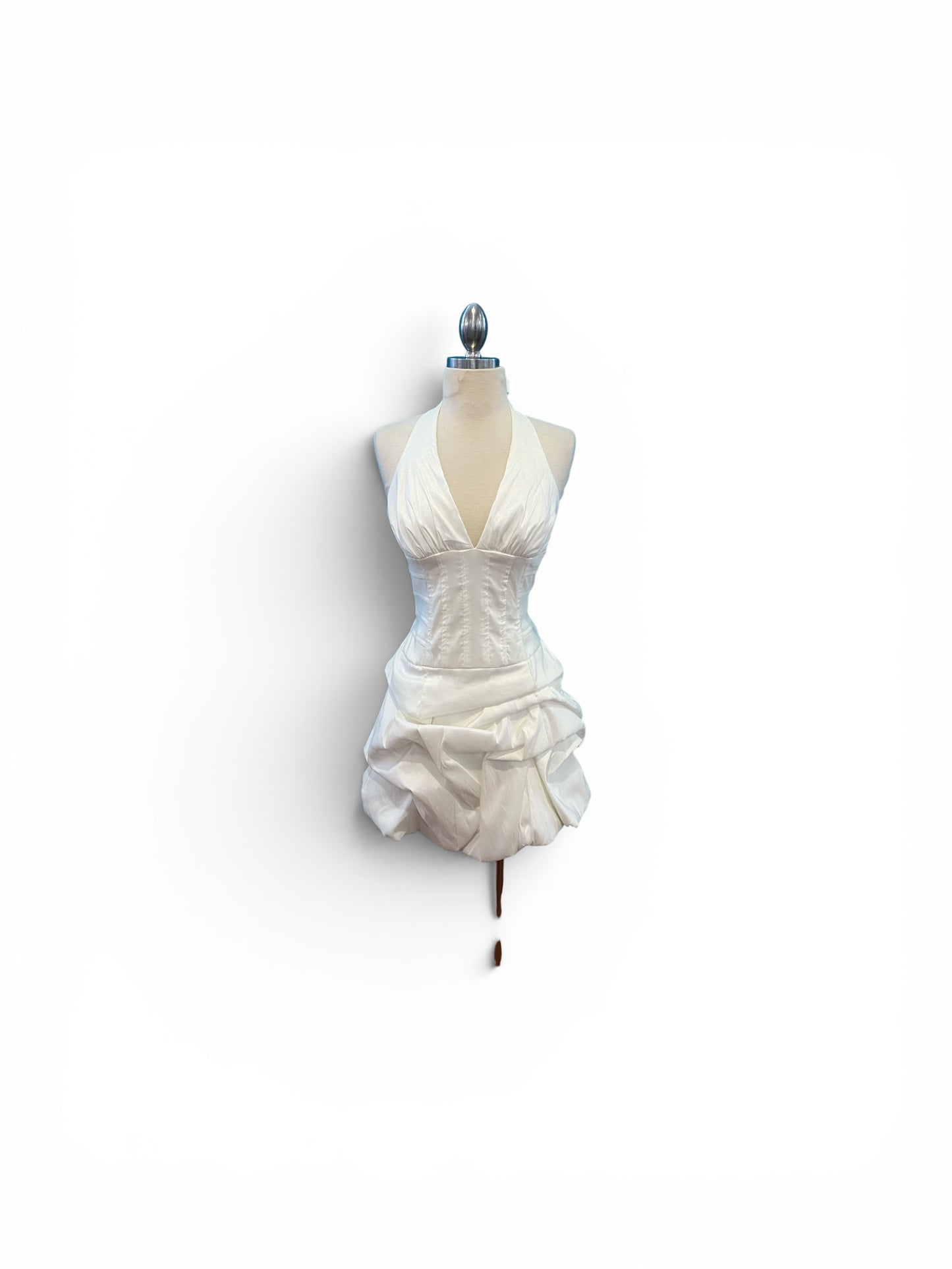 Vintage Deadstock Jessica McClintock Short Halter Bustle Skirt Cocktail Dress with Boning Available in White and Magenta