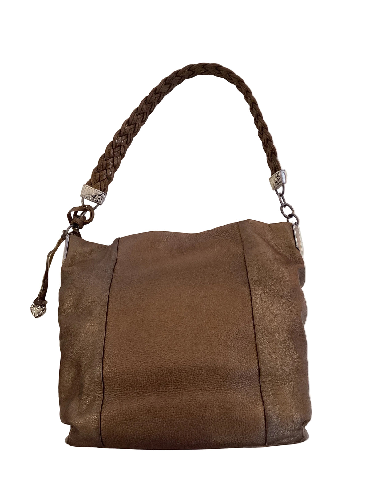 Vintage Brighton Brown Metallic Leather Large Single Strap Tote Bag