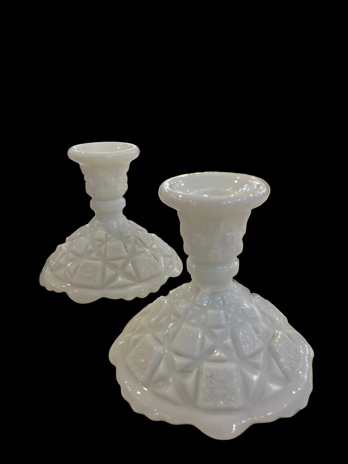Vintage Milk Glass Candleholders Set of Two (2pc)