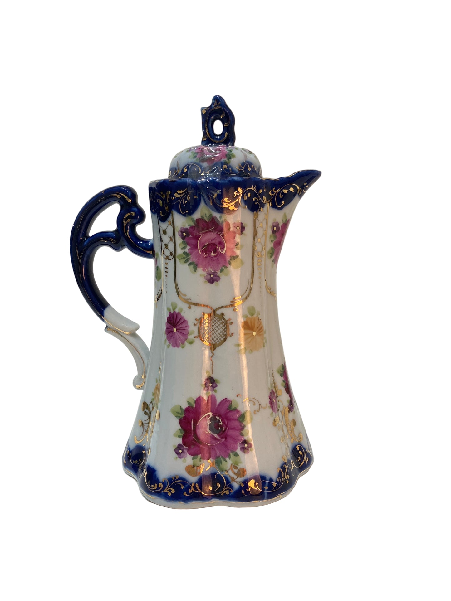 Vintage Hand Painted Pitcher With Lid