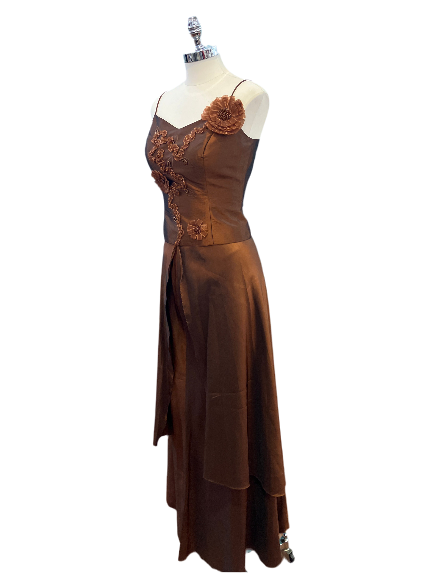 Vintage Modatela Long Brown/Copper 3 Piece Gown (includes stole, not pictured)
