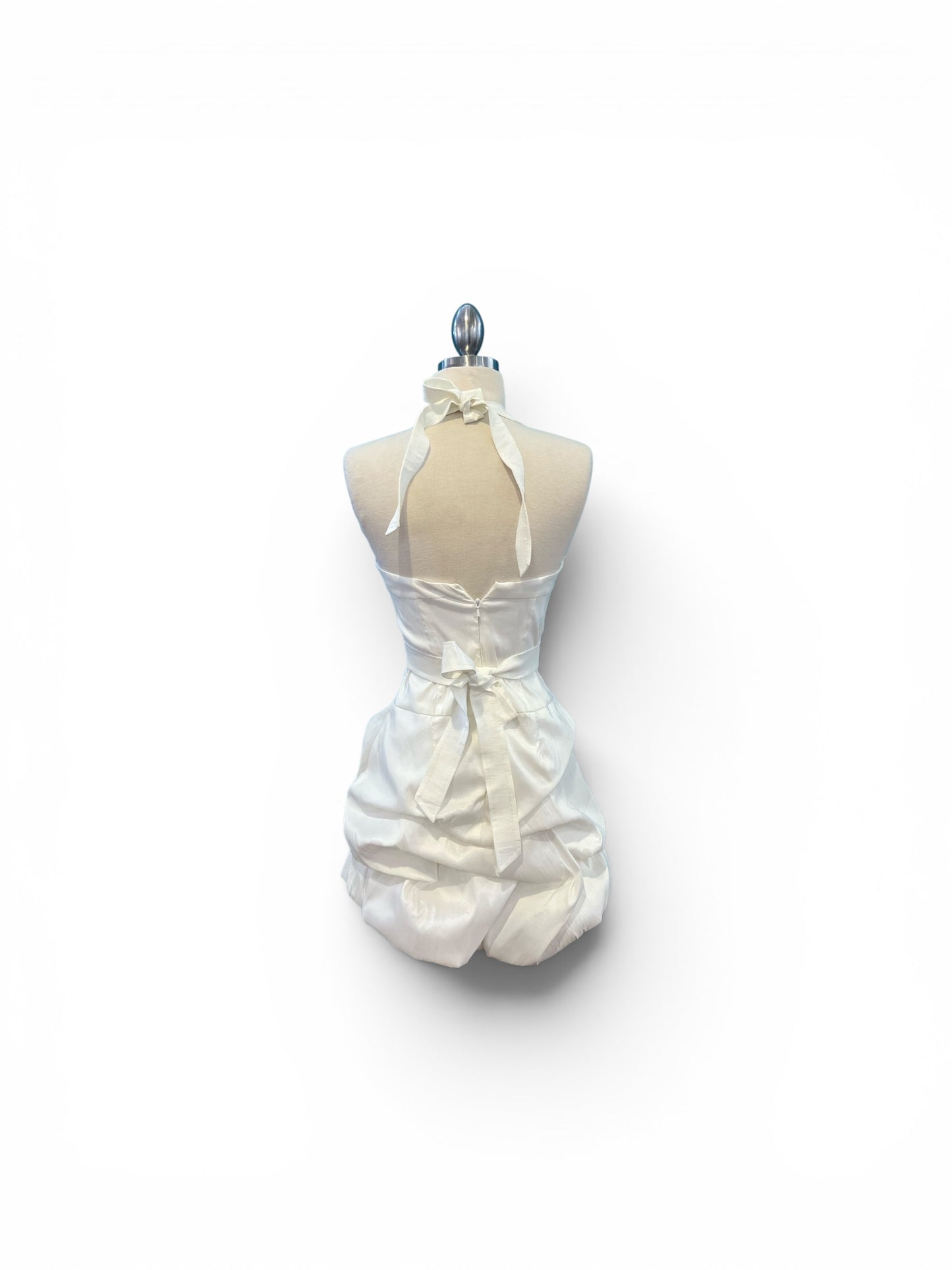 Vintage Deadstock Jessica McClintock Short Halter Bustle Skirt Cocktail Dress with Boning Available in White and Magenta