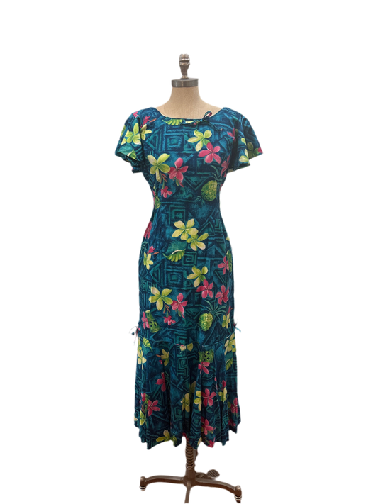 Vintage Handmade Hawaiian Print Cotton Dress