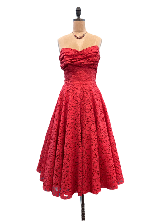 Vintage 1950’s Cotillion Coral Lace Dress