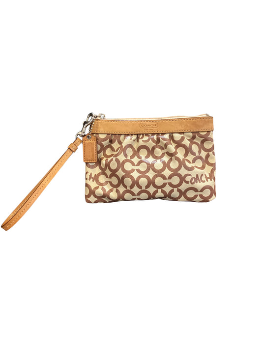 Vintage Coach Mini Wristlet Coated Canvas Leather Trim