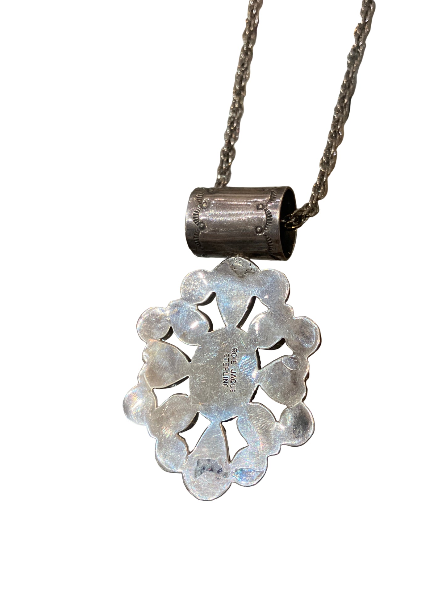 Vintage Roie Jacque Sterling Necklace with Mookite and Spiny Oyster