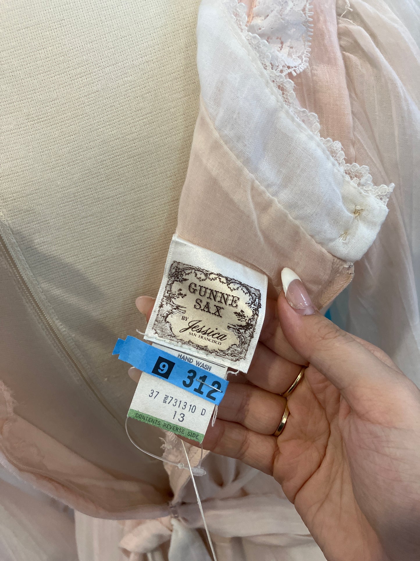 Vintage 1970s Gunne Sax Pale Pink Coquette Maxi Dress Size 13