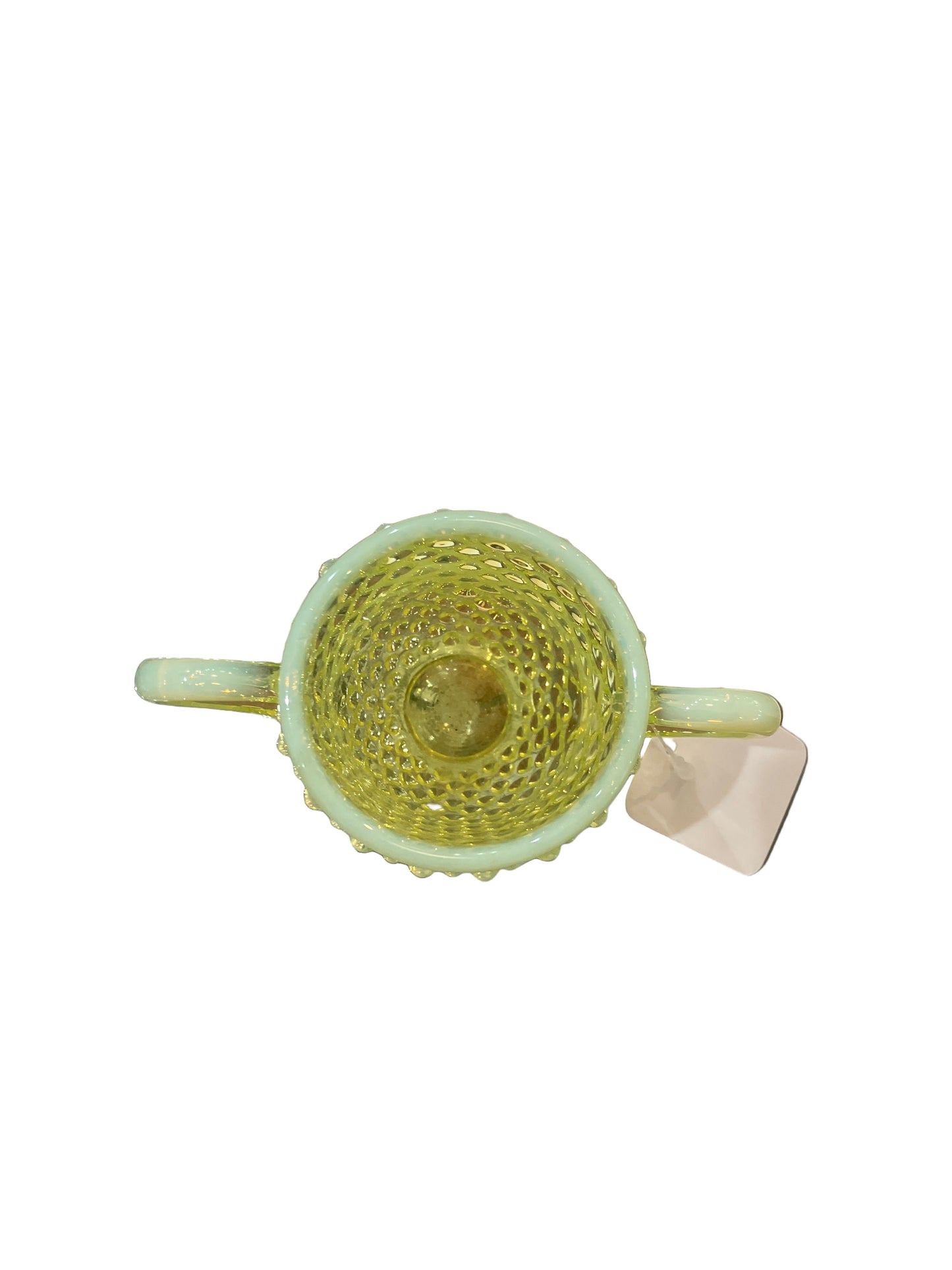 Vintage Uranium Glass Hobnail Cream and Sugar