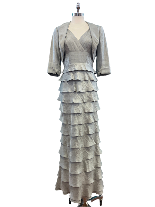 Adrianna Papell Silver Gown with Jacket