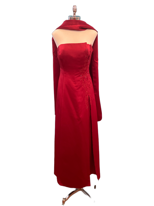 Vintage Red Michelangelo Dress with Stole