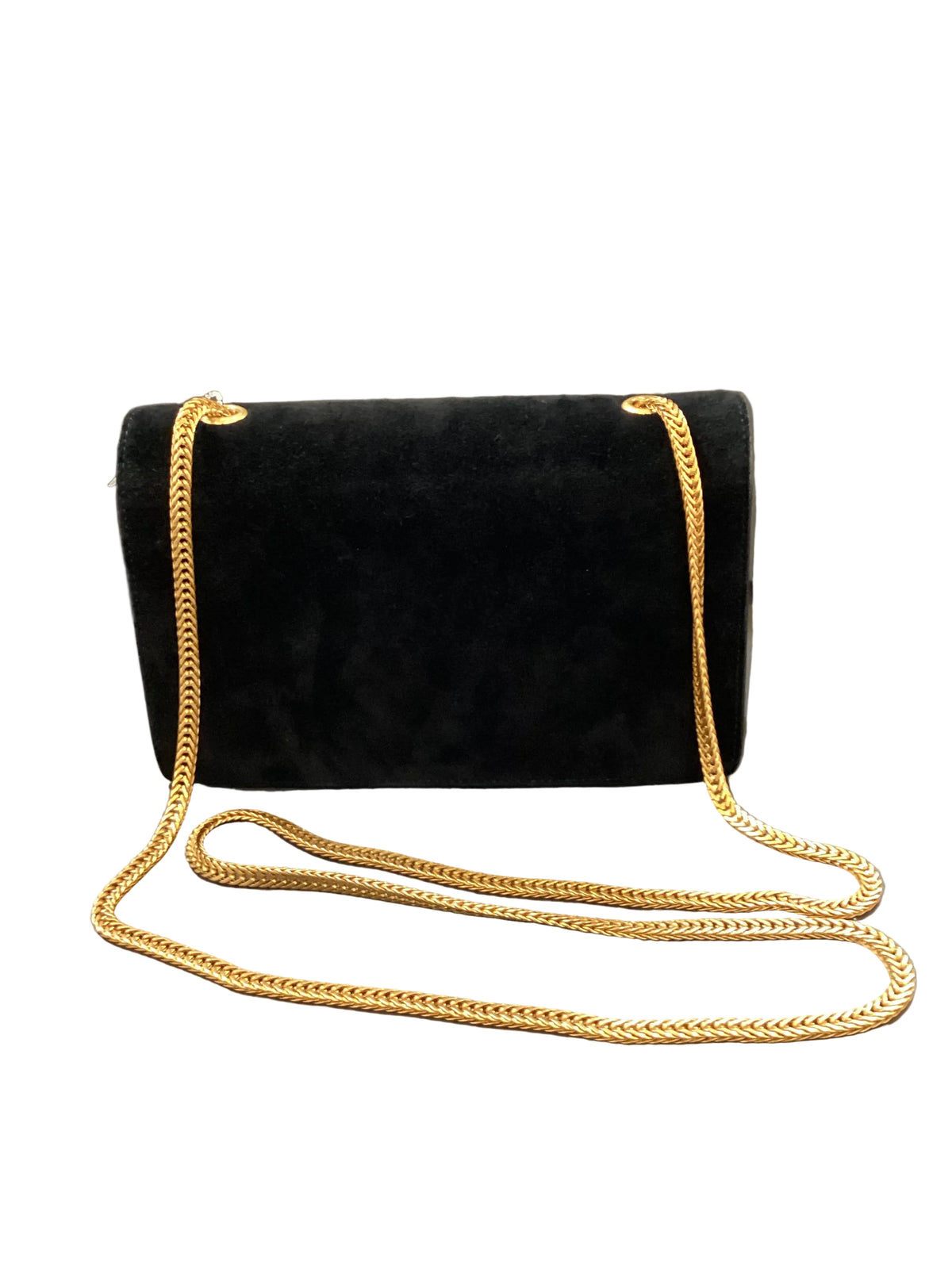 Vintage Saint Laurent YSL “Betty” Small Suede Lambskin Gold Chain Crossbody Shoulder Bag