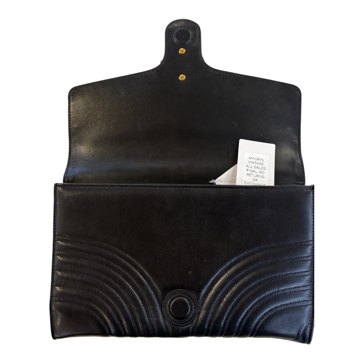 Gucci GG Marmont Flap Envelope Clutch Black Matelassé Leather Chevron Quilting 498079