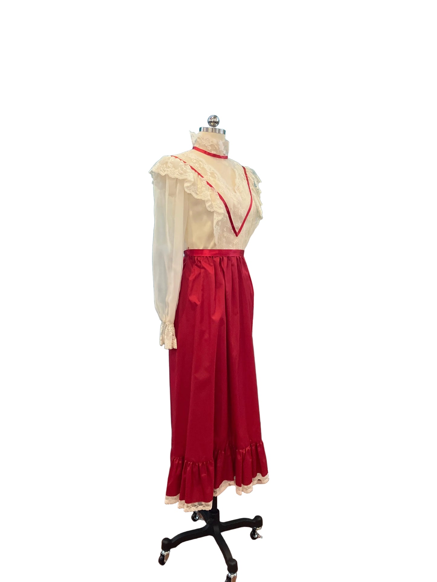Bernelle Fashions Dress Red w/ Cream Lace