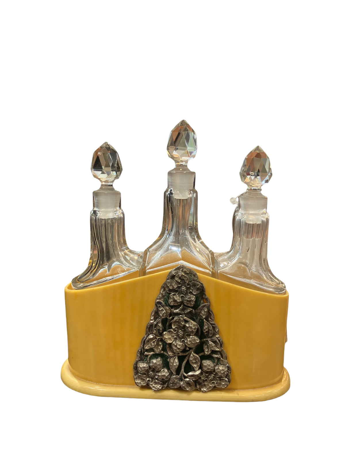 Vintage Rare Ivortus Celluloid and Glass Perfume Bottles Set of Three
