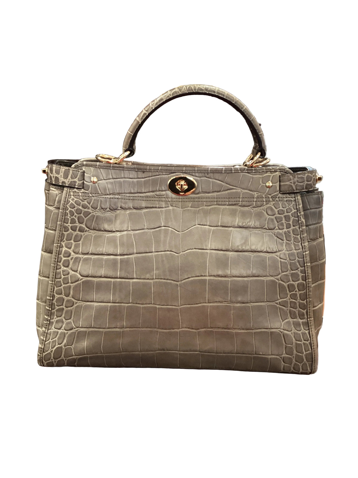 Vintage Coach Grammercy 33638 Satchel Bag in Croc Embossed Gray Leather Like New Wihout Tags Birkin Style Carry All