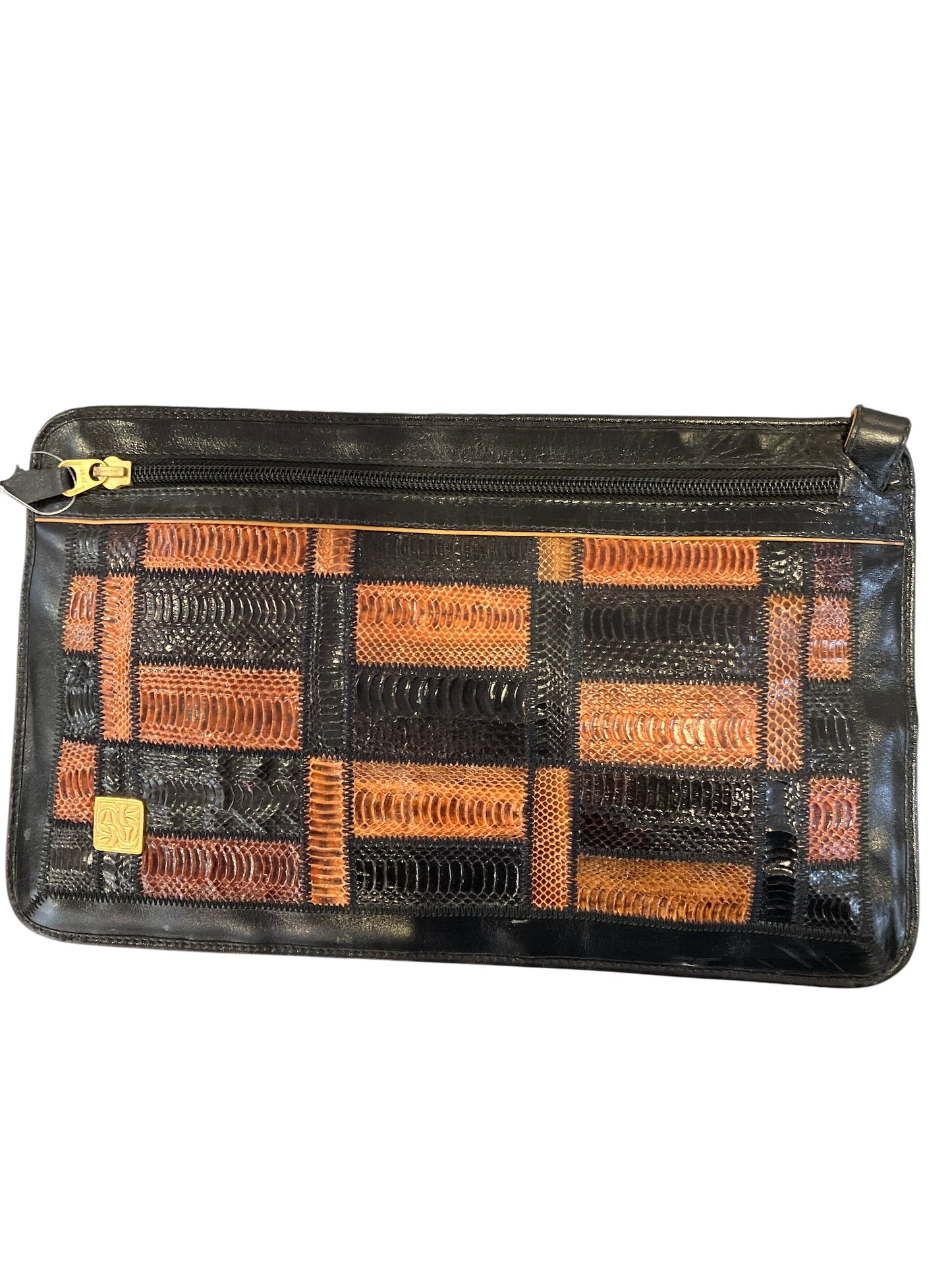 Vintage Genuine Snake Skin Patchwork Leather Clutch