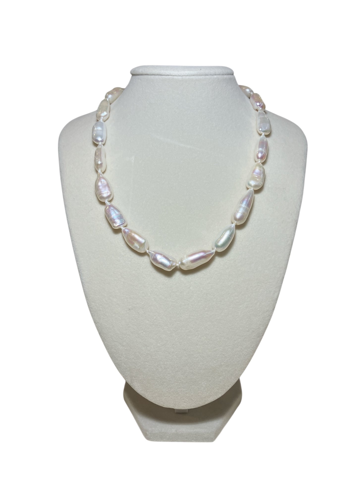 Vintage Genuine Natural Large Baroque Pearl 18inch Princess Necklace with Sterling Silver Clasp Mark 925