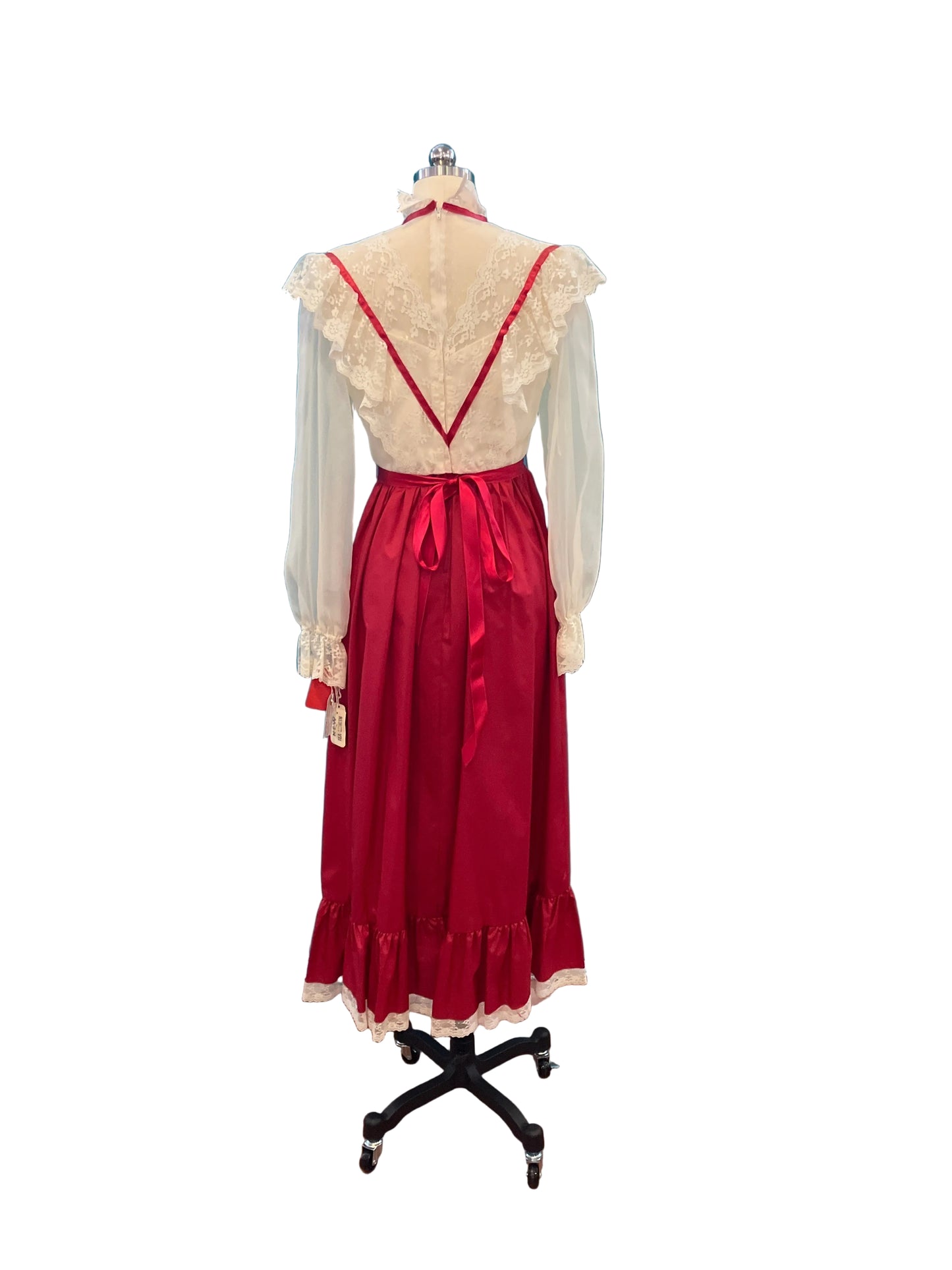 Bernelle Fashions Dress Red w/ Cream Lace