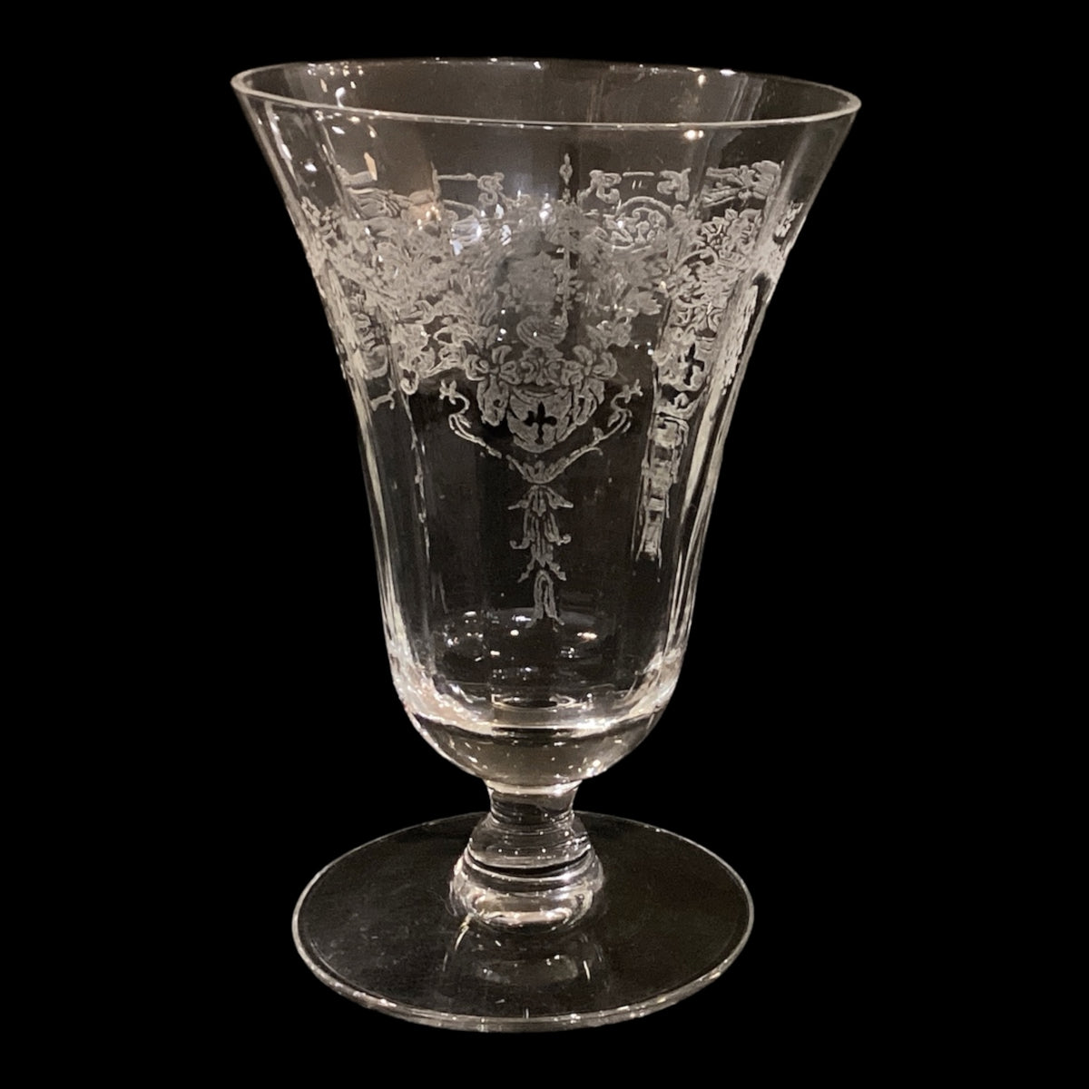 Vintage Etched Clear Glass Small Port Goblets Rare Pattern Set of 5 Sold Together (5pc)