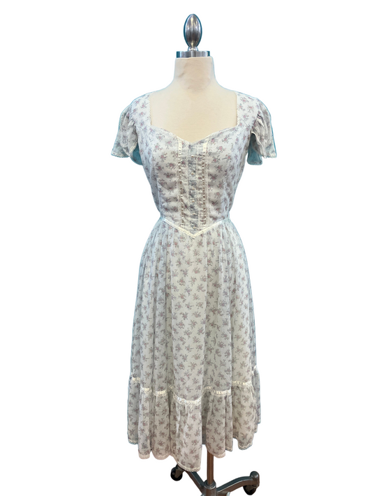 Vintage Floral White Gunne Sax Dress