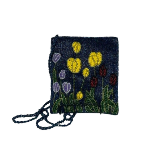 Vintage Floral Beaded Bag