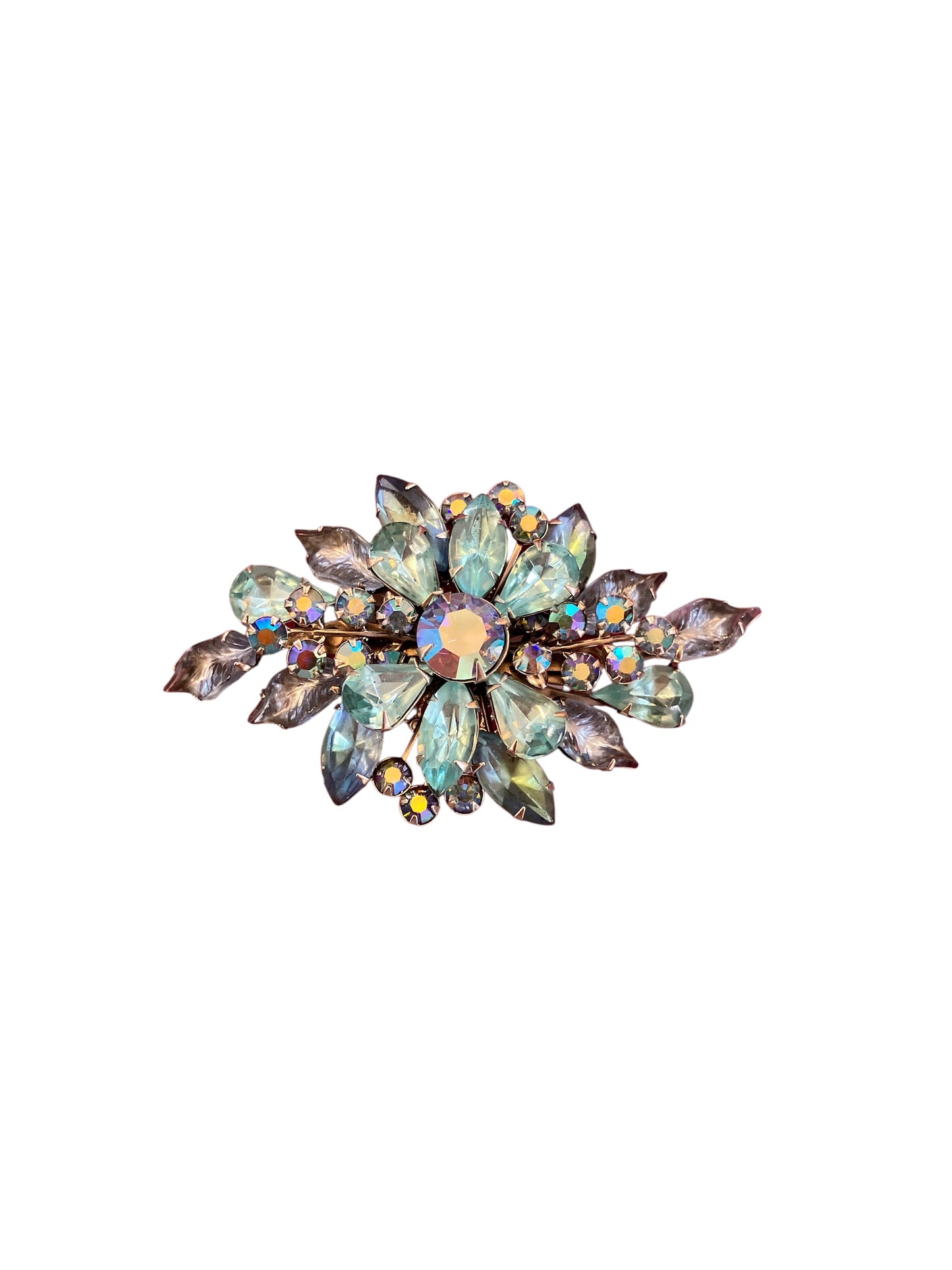 Vintage Blue Midcentury Brooch Large Chunky Costume Jewelry 1960s Pin