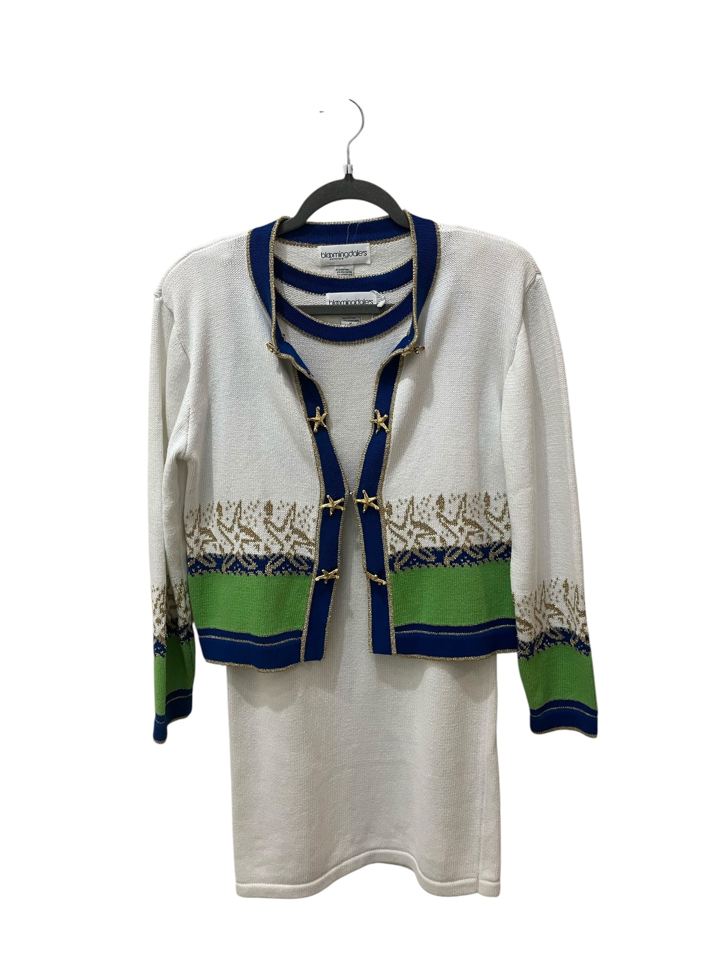 Vintage Bloomingdale’s Women’s Knit Dress and Jacket Set with Starfish Buttons