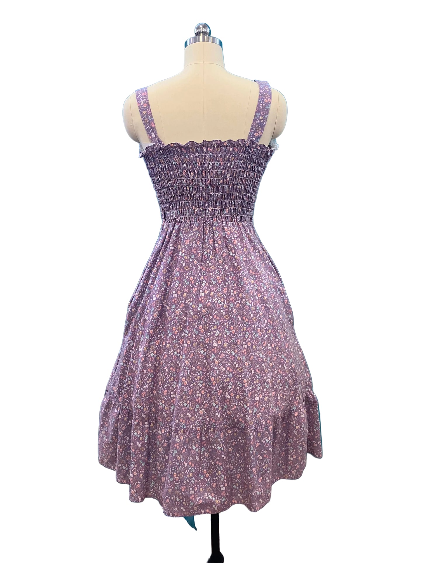 Vintage Gunne Sax Style Ditsy Floral Lavender Sundress with Lace