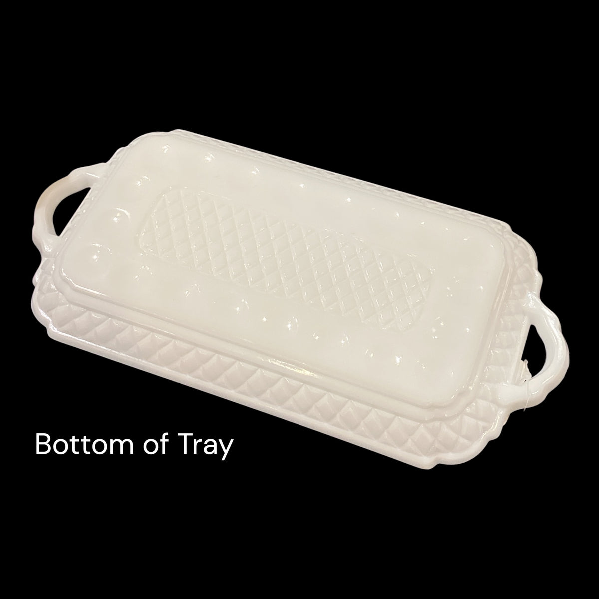 Vintage Milk Glass Cream Sugar and Serving Tray Set White Three Piece Set Sold Together (3pc total, 1 tray, 1 creamer, 1 sugar)
